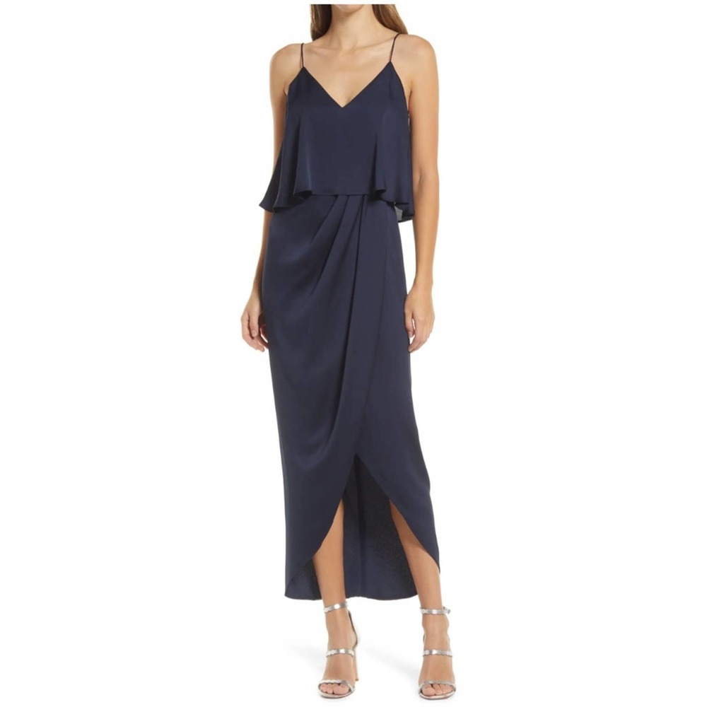 NEW Shona Joy Luxe Cocktail Frill Dress - Sapphire